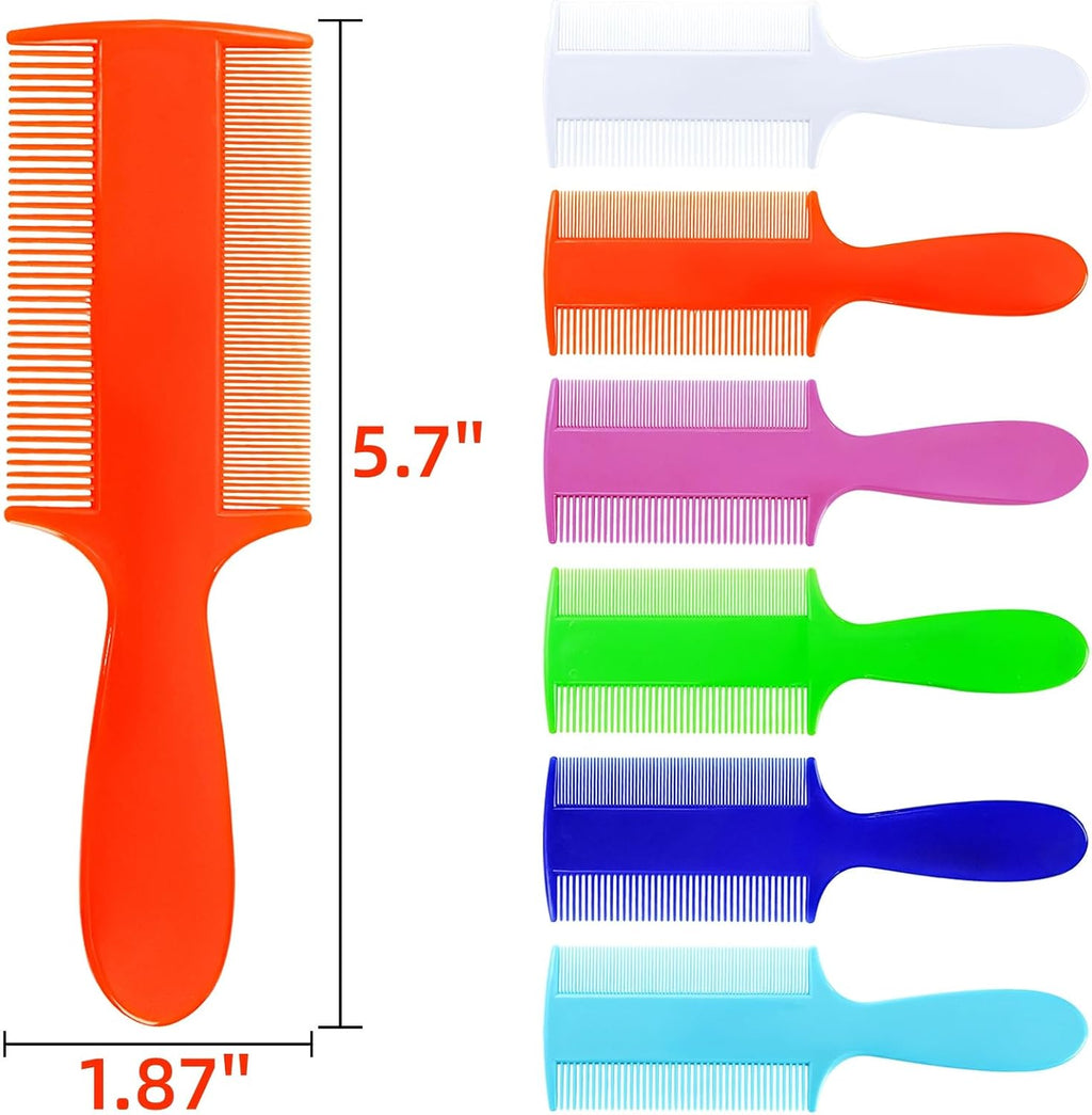 Pumtus 120 Pack Double Sided Fine Tooth Comb, 6 Color Plastic Pet Flea Tick Combs with Handle, Cat Dog Lice Treatment Comb, Hair Dandruff Removal Grooming Tool for Small Pet, Baby, Adult