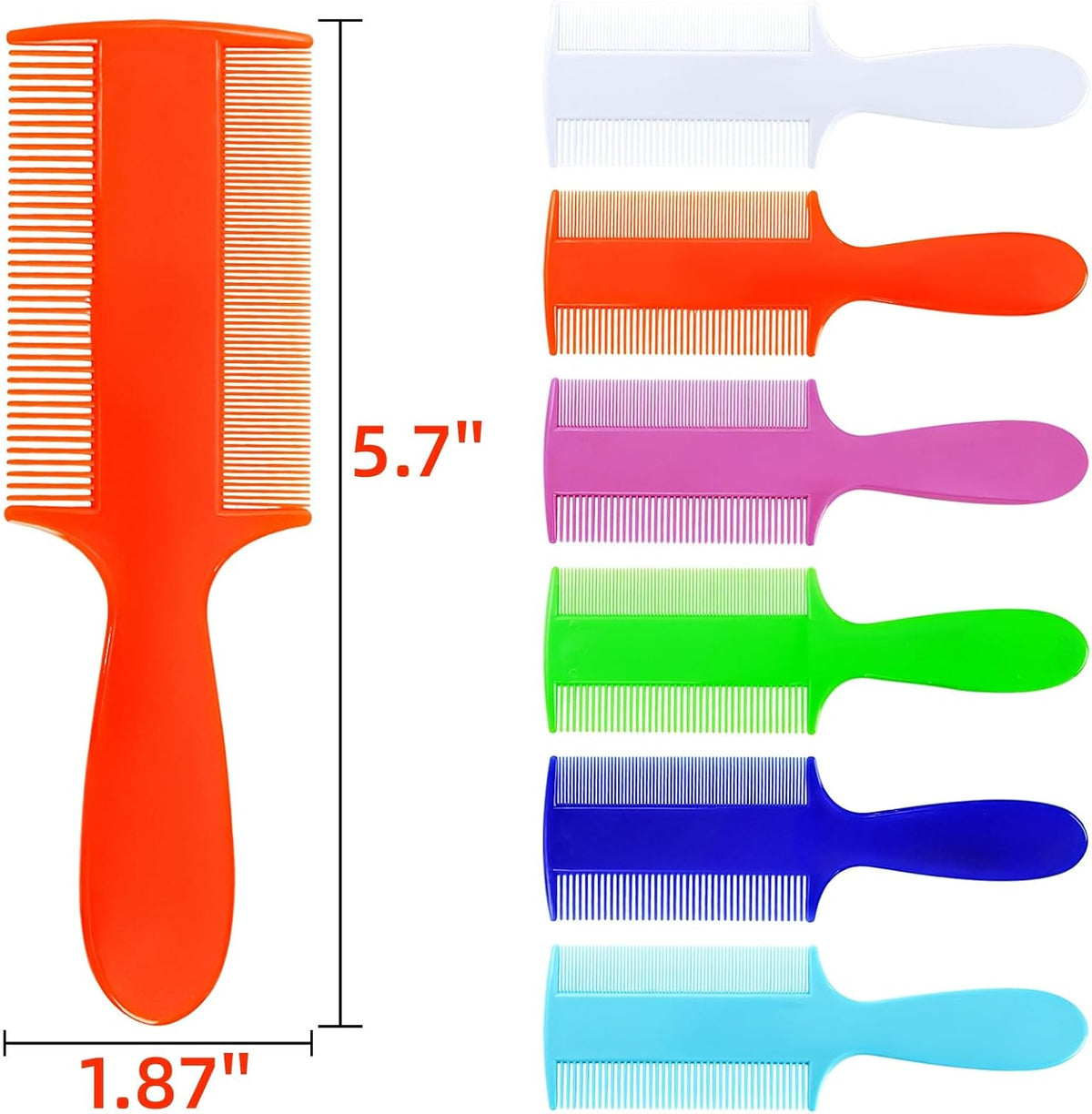 Pumtus 120 Pack Double Sided Fine Tooth Comb, 6 Color Plastic Pet Flea Tick Combs with Handle, Cat Dog Lice Treatment Comb, Hair Dandruff Removal Grooming Tool for Small Pet, Baby, Adult