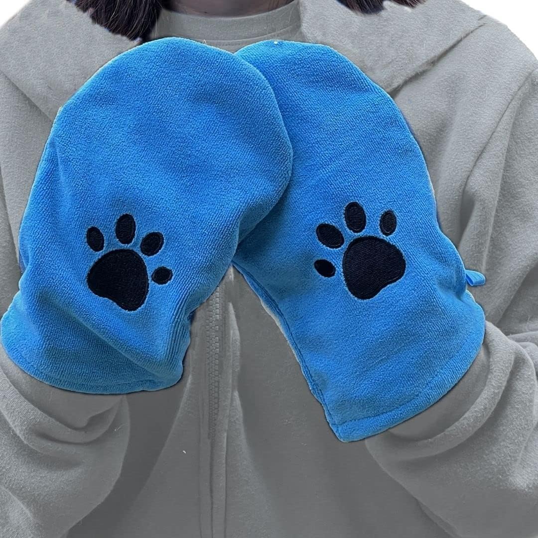 Penny & Niko Microfiber Pet Towel Mitts - Paw Cleaning and Drying Mitts/Gloves for Dogs and Cats (Blue, Standard - 2 Pack)