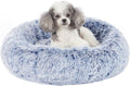 Bedfolks Calming Fluffy Donut Dog Bed for Small Dogs,Navy Blue, 23" Round
