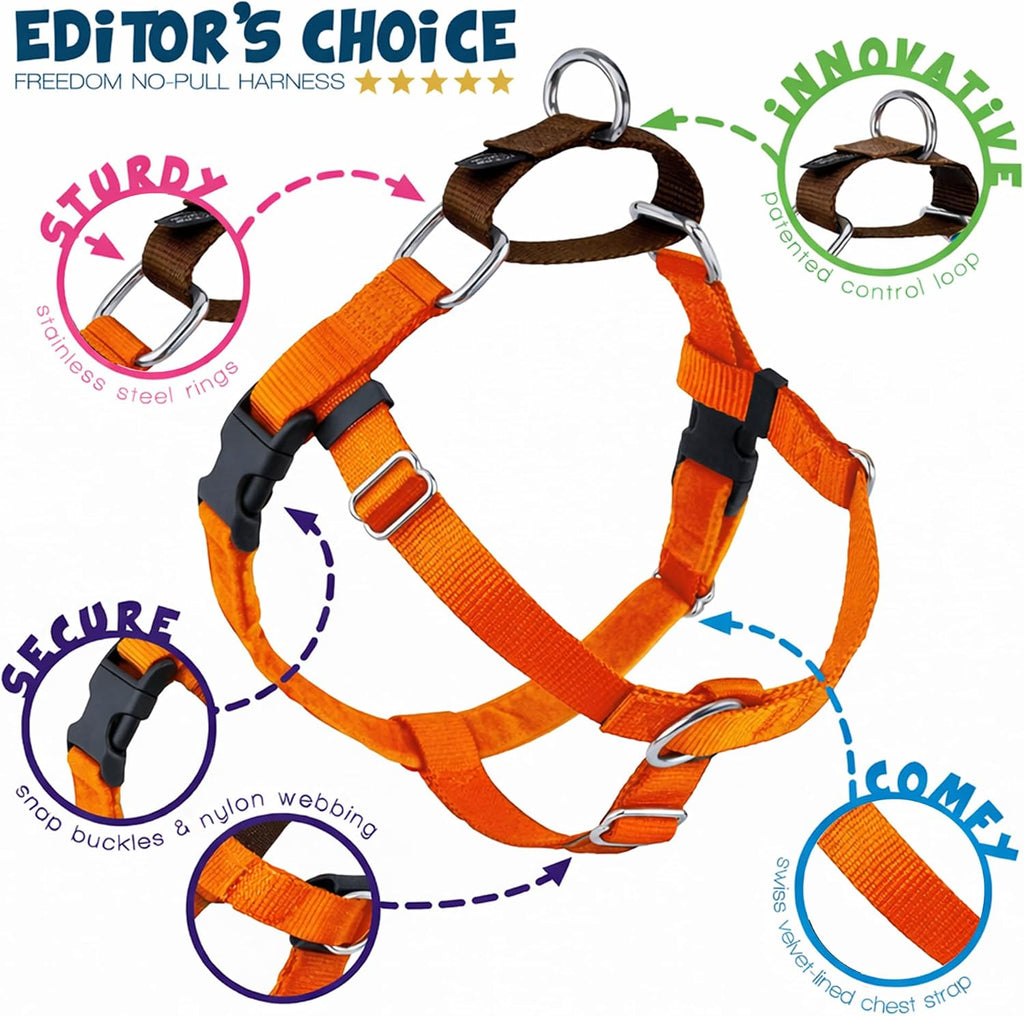 2 Hounds Design Freedom No Pull Dog Harness and Leash, 1" XL, Rust