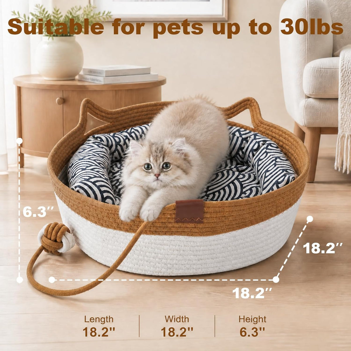 Stimuli Handwoven Cat Basket,Instinct Basket for Cats Basket Bed,Cat Bed
