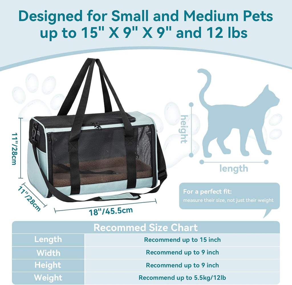 PETSFIT Cat Carrier Soft with Patented Safety Buckles, Safe for Car Travel