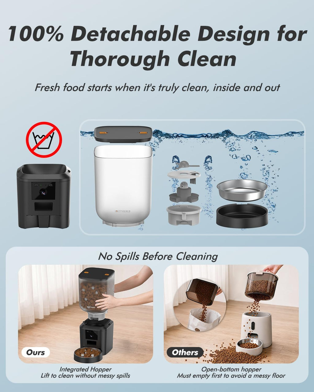 Automatic Dog Feeder with 2K Cameras - 8L/ 34 Cups Cat Food Dispenser for 2-18mm Dry Food, 2.4G&5G WiFi, Night Vision, 2-Way Talk, Up to 99 Portions 15 Meals Per Day, 10s Voice