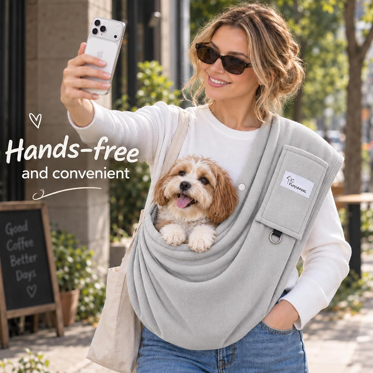 Cat Sling Carrier & Pet Sling for Small Dogs & Cats 3-14 lbs(Grey)