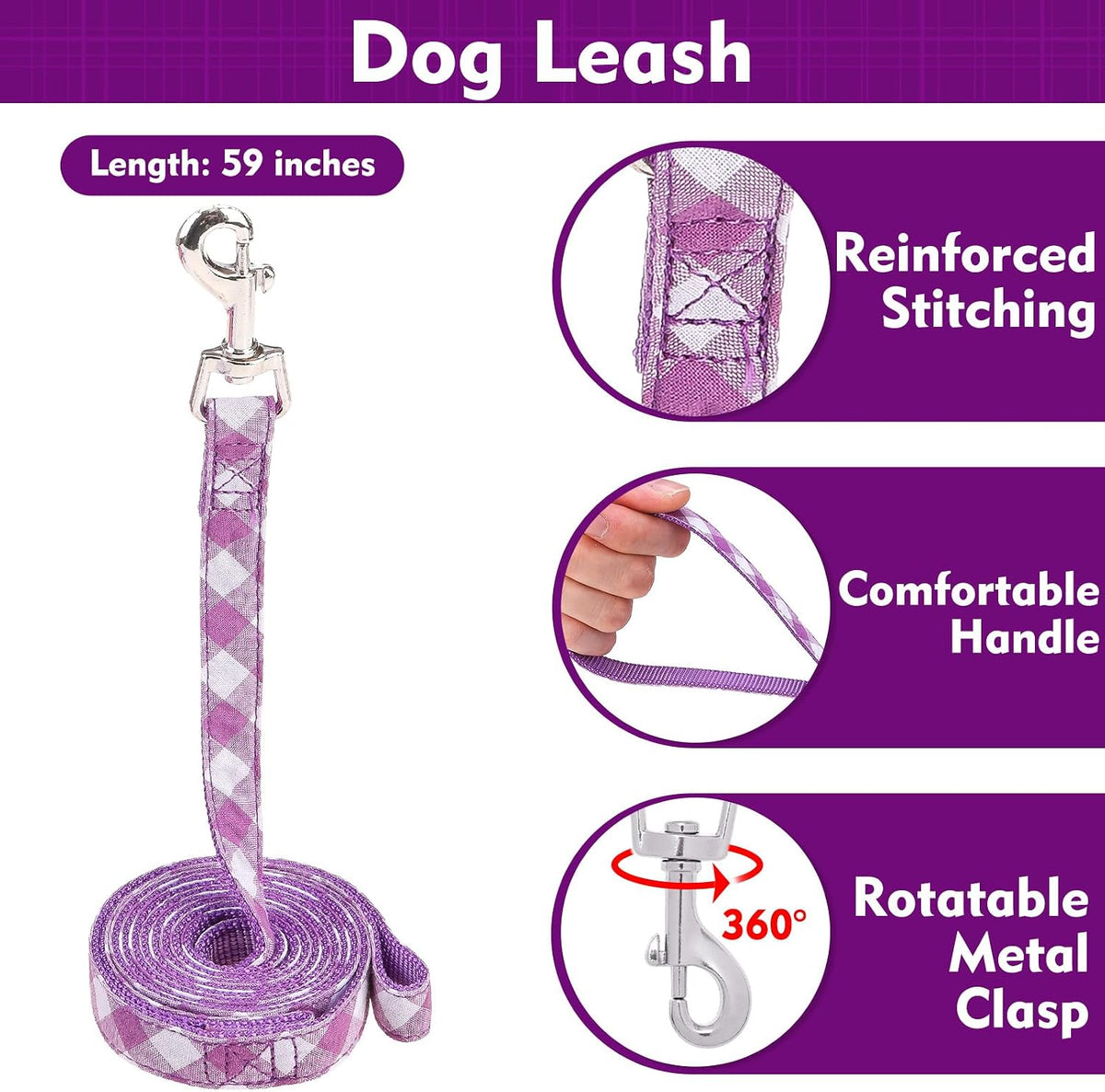 EXPAWLORER Step-in Small Dog Harness and Leash Set, Purple M