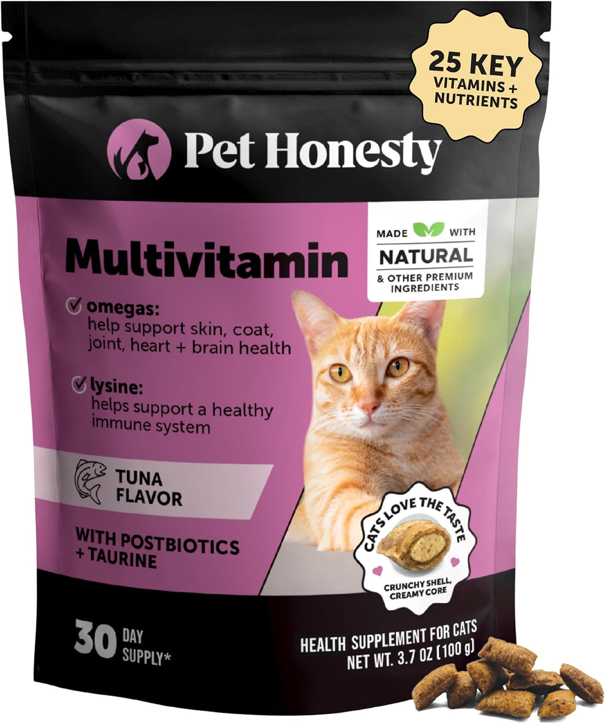 Pet Honesty Vet Backed Multivitamin Taurine for Cats, Tuna, 30-Day Supply