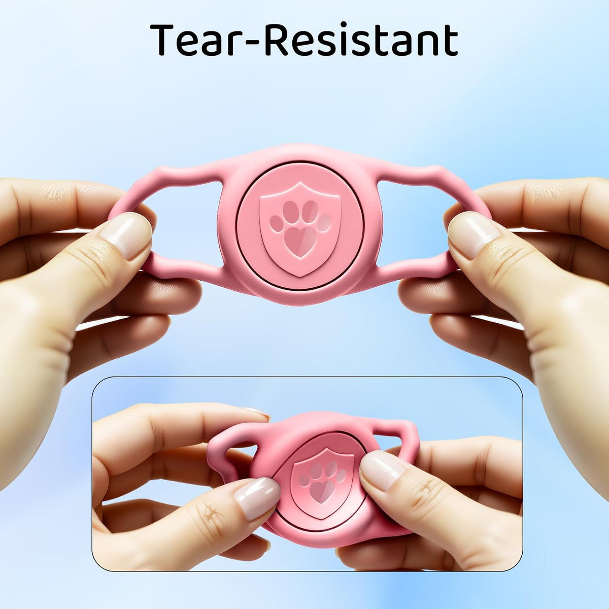 IP68 Waterproof AirTag Holder for Dog Collar, Silicone,Pink&Purple, 2 Pack