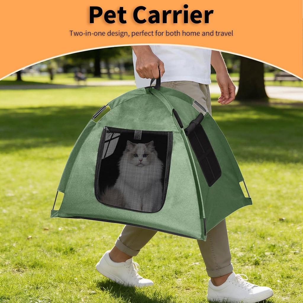 Portable Pet Tent, Full-Enclosure Zippered Mesh, Indoor & Outdoor
