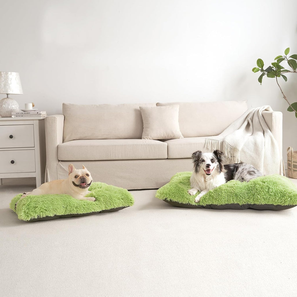 EHEYCIGA Fluffy Dog Crate Bed for Small Dogs, Plush Crate Pad, Green