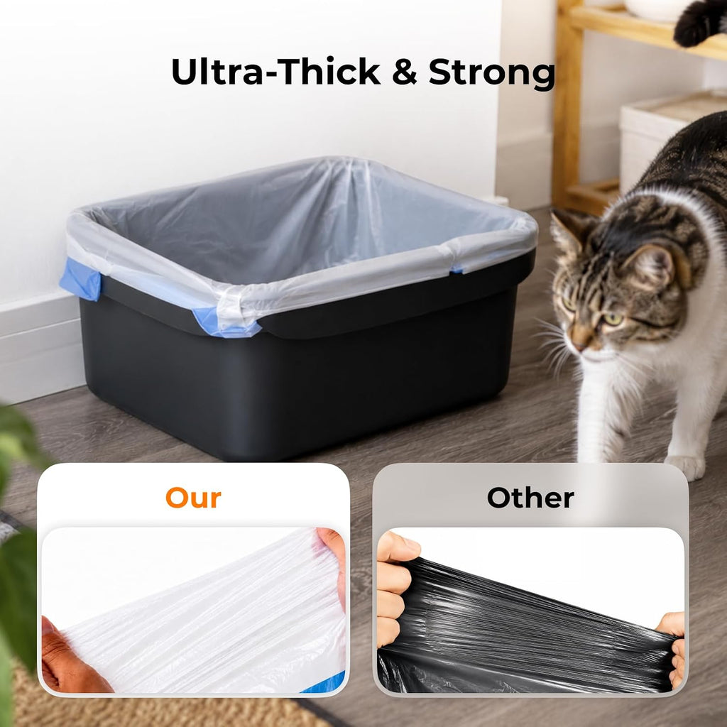 HHOLOVE Self Cleaning Litter Box, Open Top Automatic Litter Box, Safety Sensors Protection, App Control for Multiple Cats, Odor Control Includes 1 roll Liner, Large Waste Bin (White)