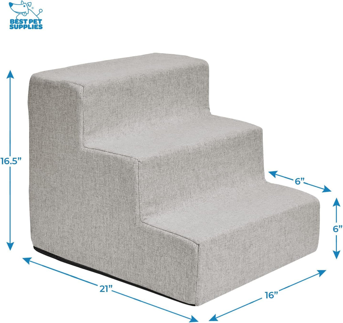 Best Pet Supplies Dog Stairs & Steps - Foam Steps for Small Dogs & Cats, Non-Slip Indoor Balanced Pet Step Support, Dog Ramp, No Assembly, Sand, 3-Step