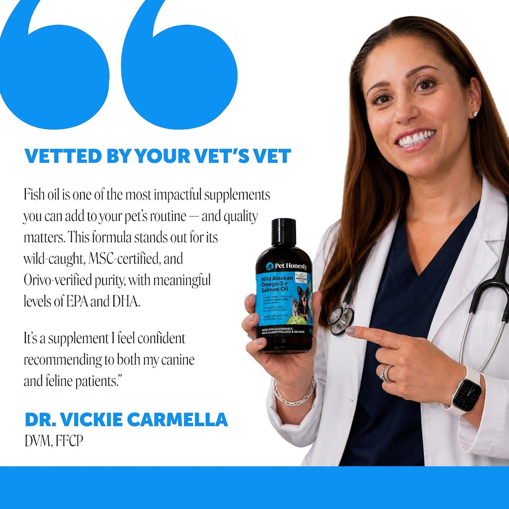 Pet Honesty Vet Recommended Salmon Oil for Dogs and Cats, 8oz