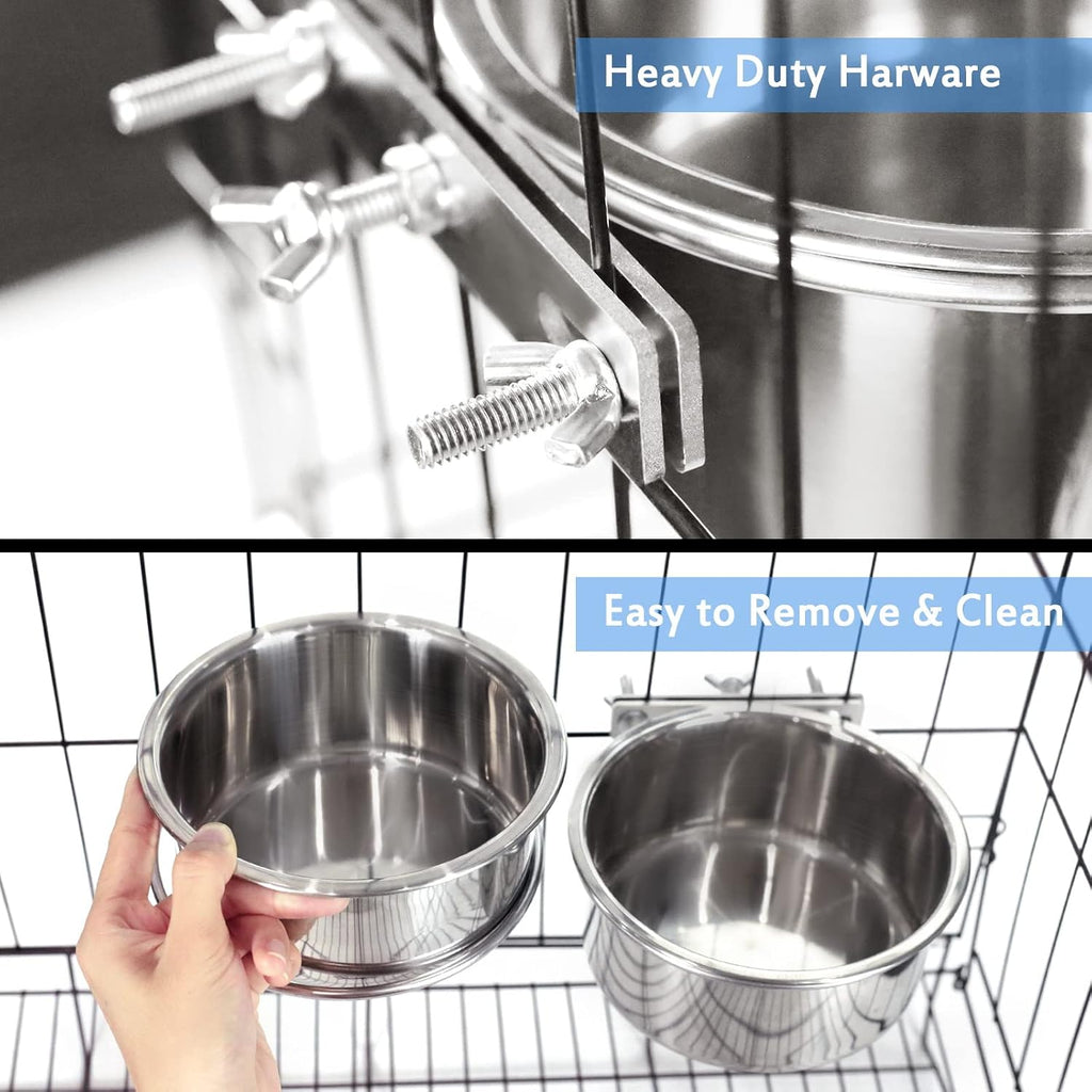 Kennel Water Bowl, 2 Packs No Spill Hanging Cage Crate Bowl for Cat, Small Dog Feeder
