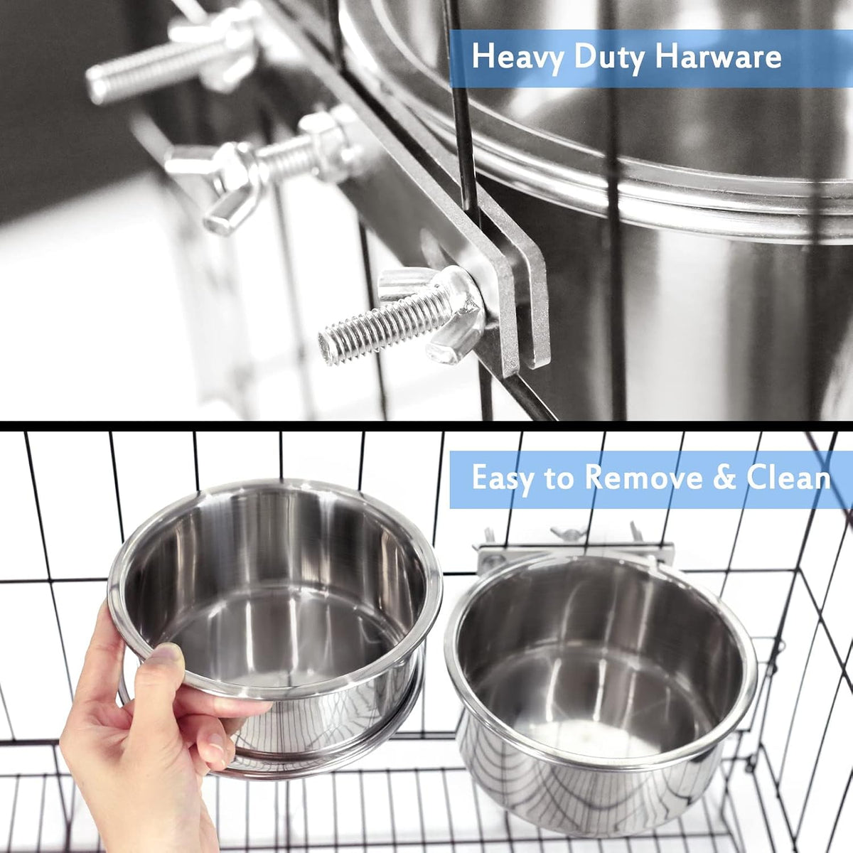 Kennel Water Bowl, 2 Packs No Spill Hanging Cage Crate Bowl for Cat, Small Dog Feeder