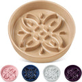vancasso Ceramic Slow Feeder Dog Bowls, Puzzle Dog Food Bowls with Floral Maze, Anti -Slip Pet Food Dish for Medium Breed, 1.5 Cups, Brown