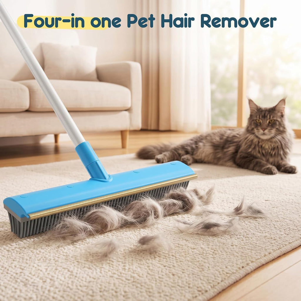 Hippih Carpet Rake for Pet Hair Removal Tool - 60" Reusable Long Handle Set