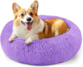 28in Large Dog Bed, Calming Donut Bed for Puppy and Kitten (Purple)