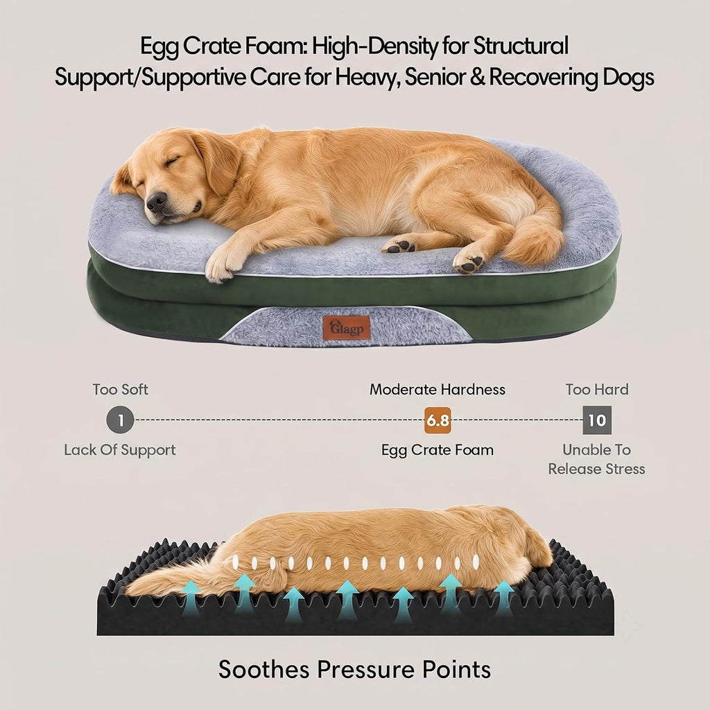 Orthopedic Dog Beds Large Sized Dog, Washable Dog Bed, 42" L, Green