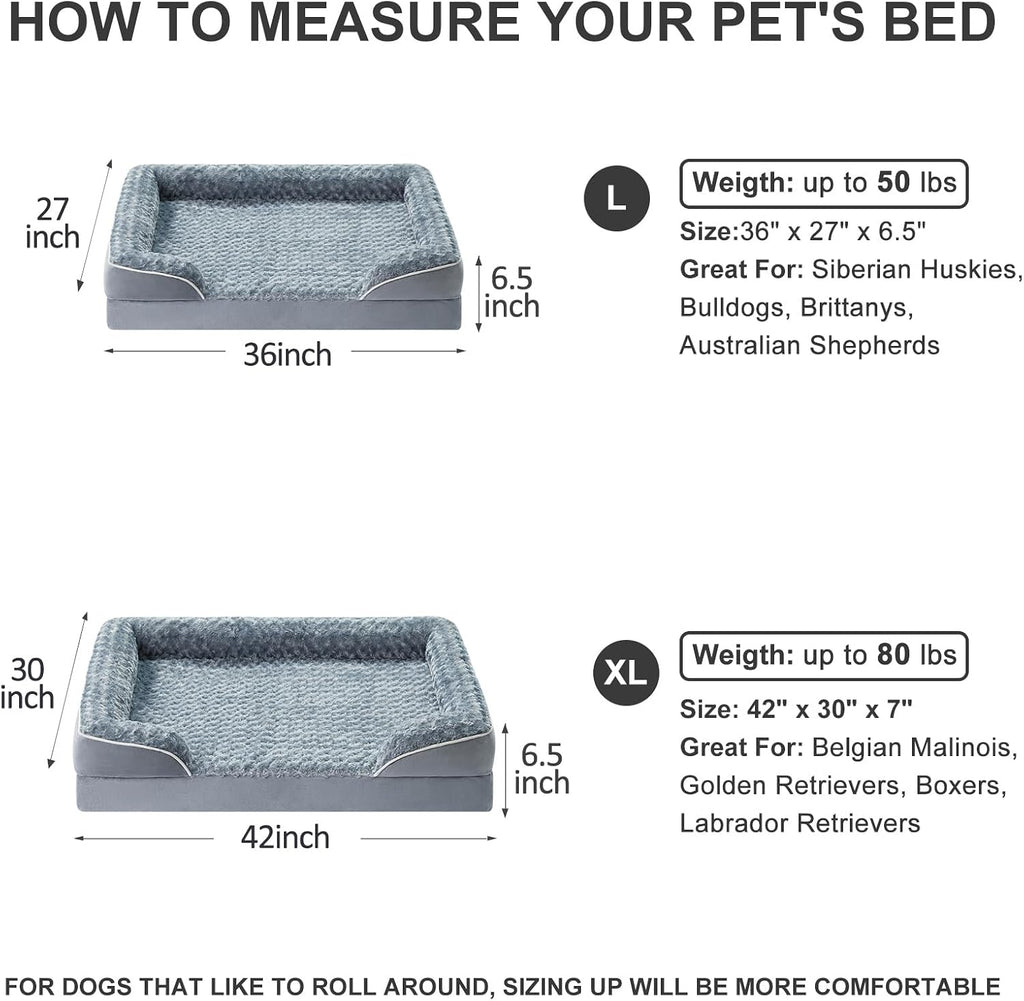 WNPETHOME Orthopedic Washable Dog Bed Large for Senior Dog Cozy Sleep