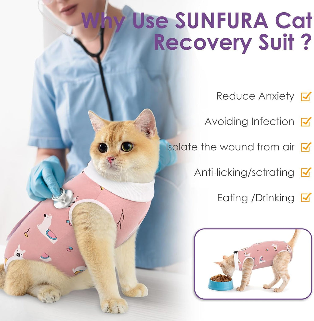 Cat Recovery Suit, Soft Kitten Onesie for Cats After Surgery Female