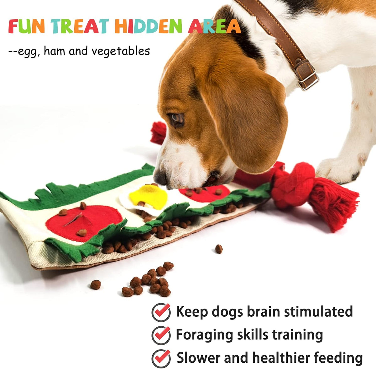 lilfrd Burrito Snuffle Mat Dog Toy, Squeaky Crinkle Rope Puzzle Taco Toy | Treat Dispensing, Boredom Relief, Suitable for Small Medium Dogs