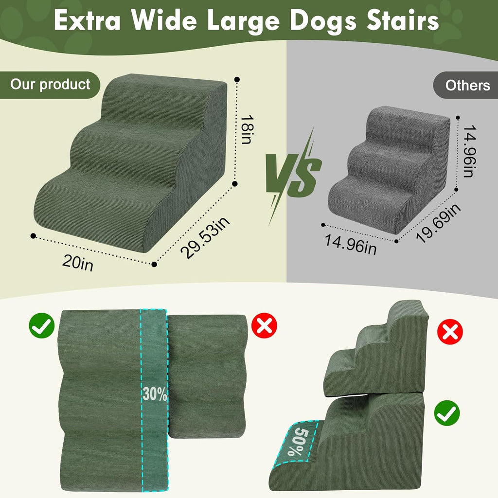 Dog Stairs for Large Dogs, 20" Extra Wide Pet Steps for Bed Couch