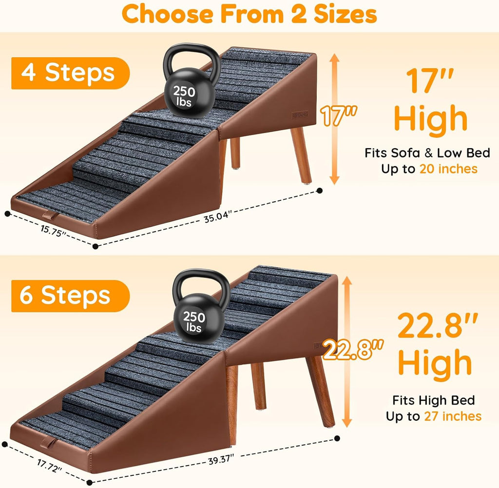 17" H Dog Stairs for Small Dogs – 4-Step Non-Slip Dog Ramp for Couch