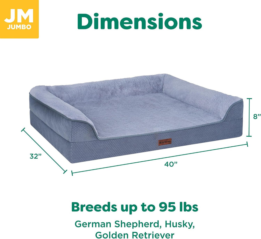 Furhaven Plush & Embossed Velvet Cooling Gel-Top Dreamer Sofa Pet Bed, Steel Blue, Jumbo