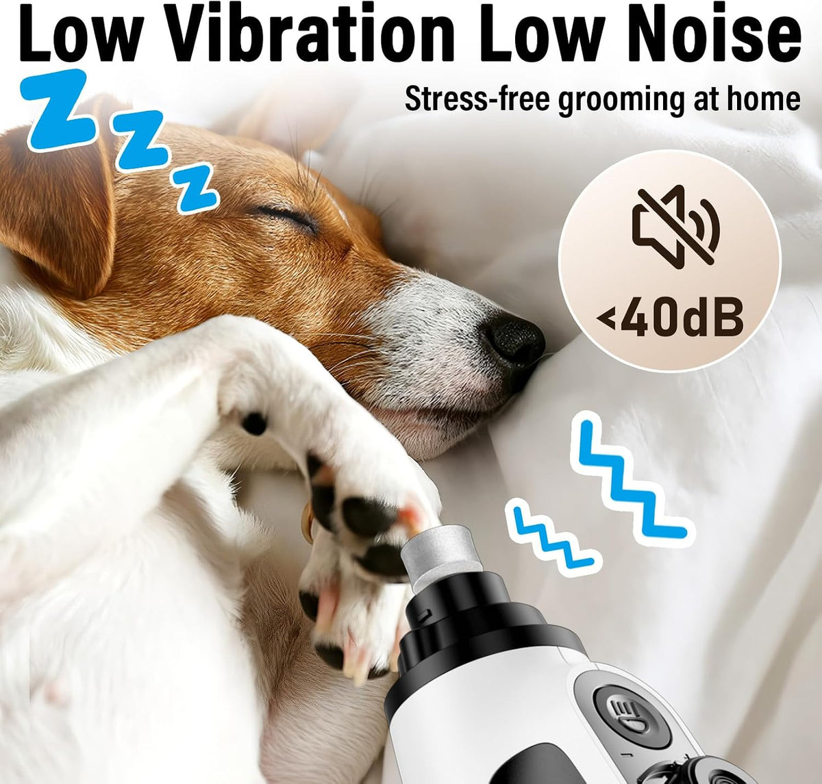 Casfuy Smart 6-Speed Dog Nail Grinder with LED Lights Safe for All Dogs Cat