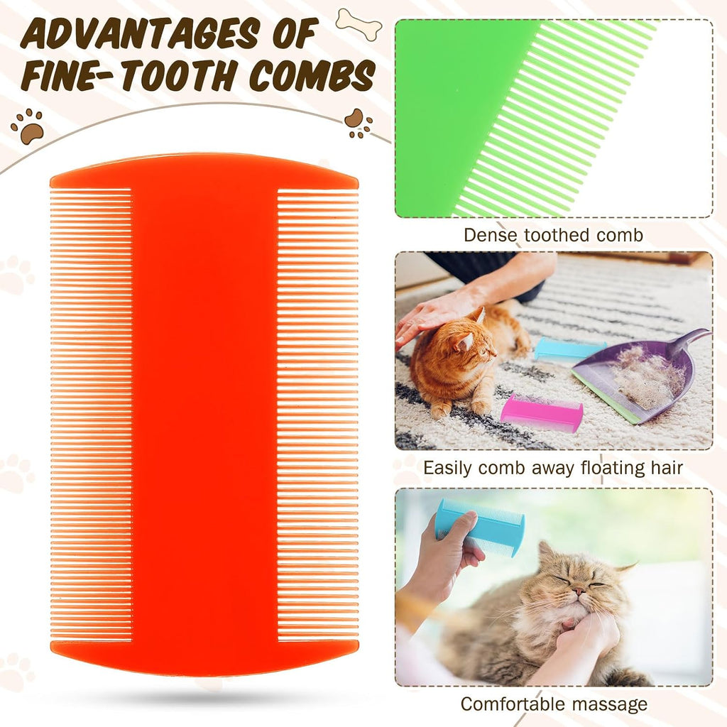 Hushee 100 Pcs Pet Flea Lice Combs Double Sided Fine Tooth for Cat Dog