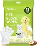 PawSono 12PCS Hypoallergenic Pet Glove Wipes for Dogs, Cats & Small Animals