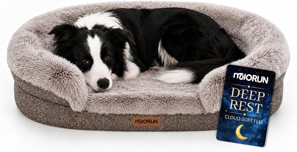Miorun Fluffy Orthopedic Dog Beds Large Sized Dog, 40" Bolster Sofa Bed