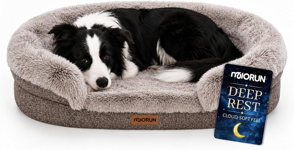 Miorun Fluffy Orthopedic Dog Beds Large Sized Dog, 40" Bolster Sofa Bed