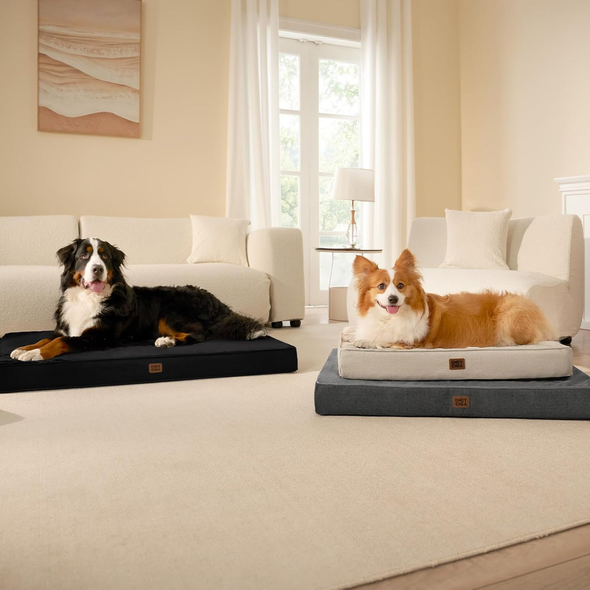 EHEYCIGA XXL Washable Dog Crate Bed with Memory Foam, 47x29Inch, Black