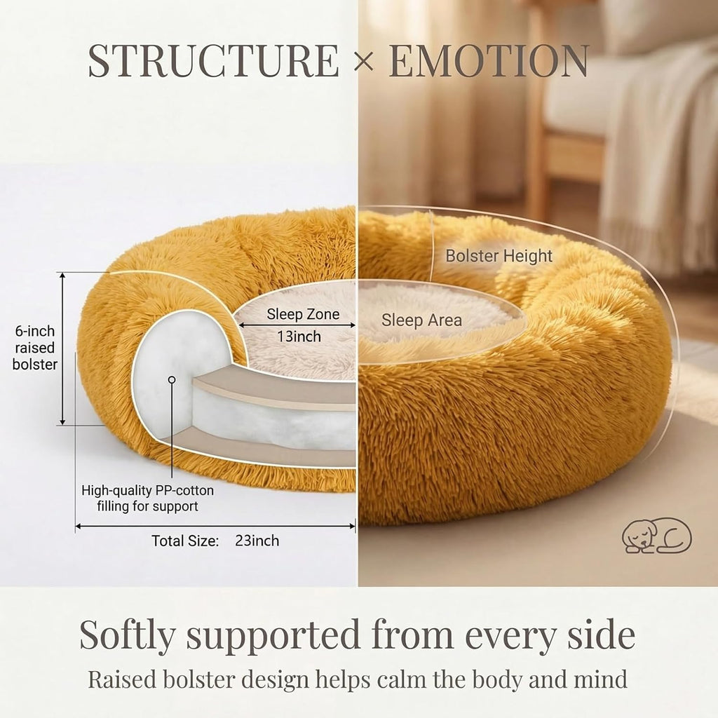 nononfish Cozy Dog Bed for Small Dogs,Plush Calming Pet Bed