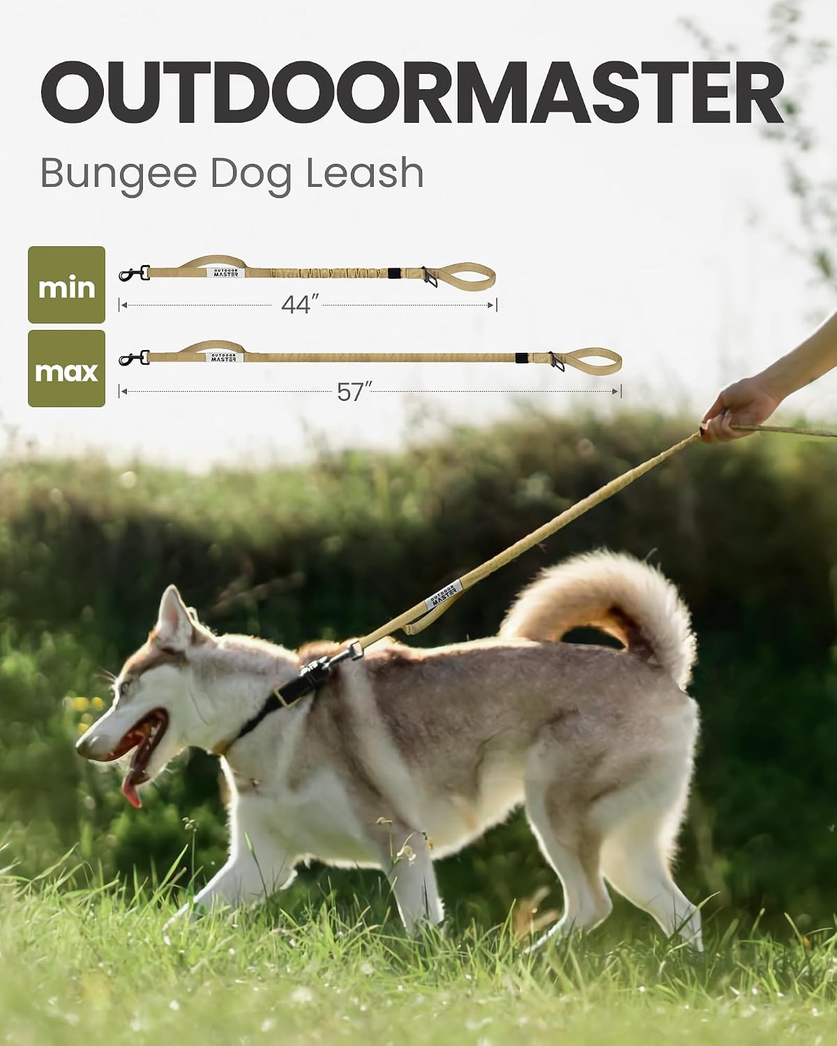 OutdoorMaster Bungee Dog Leash, Heavy Duty Dog Leash with Shock Absorption