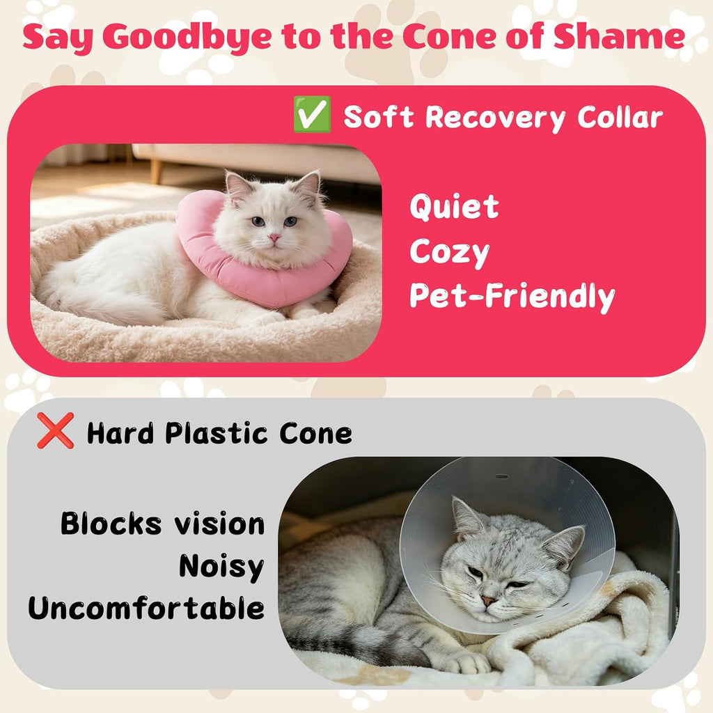 EMUST Cat Cone Collar Soft, Adjustable E-Collar for Cats After Spay Pink, L