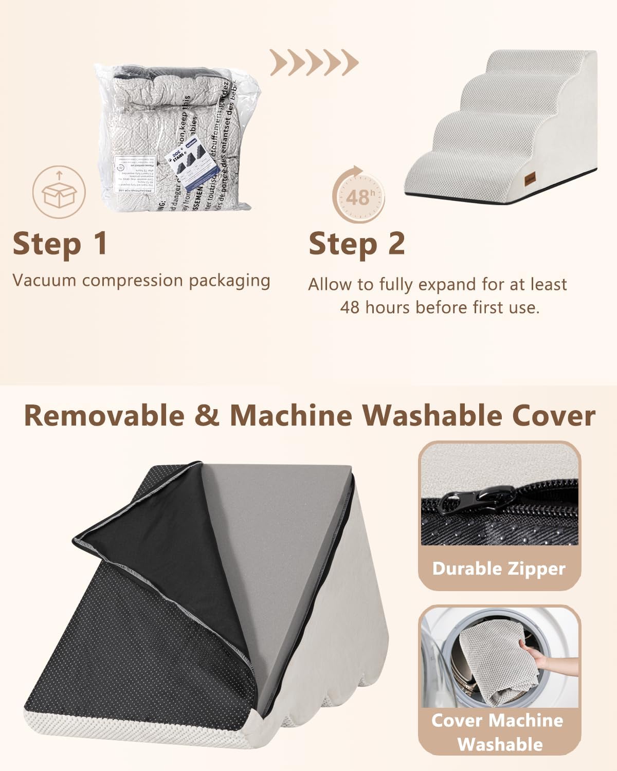 Aodisman Dog Steps for Bed or Couch,4 Step Pet Stairs for Small Dogs & Cat