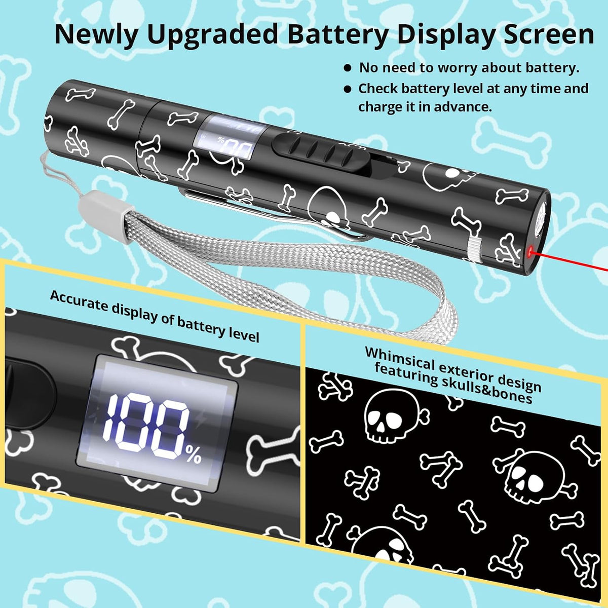 Waputne Cat Toy, Battery Level Display,Rechargeable, 7 Adjustable Patterns