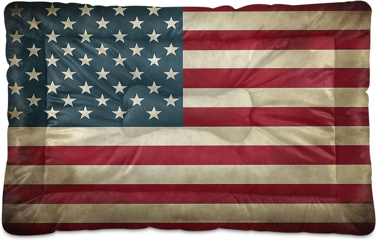 Blueangle Vintage American Flag Pet Bed, Comfortable Bed Mat for Cat and Small Medium Dogs Puppy, 24x18in