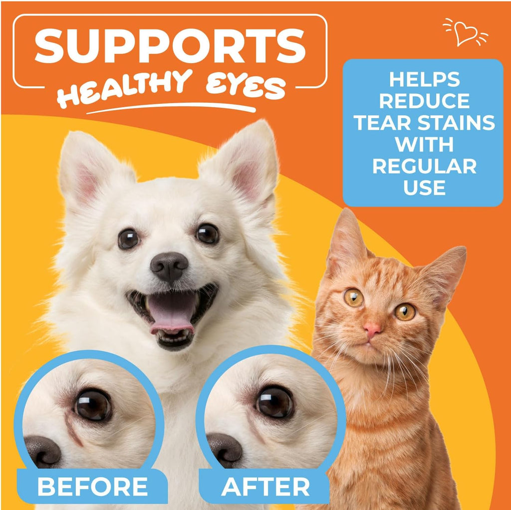 Paw Science Dog & Cat Eye Wipes (100 Count) Hypoallergenic Eye & Face Wipes for Cats, Dogs - Pet Tear Stain Remover & Cleaner - Cleans & Removes Discharge, Crust, & Gunk (Unscented)