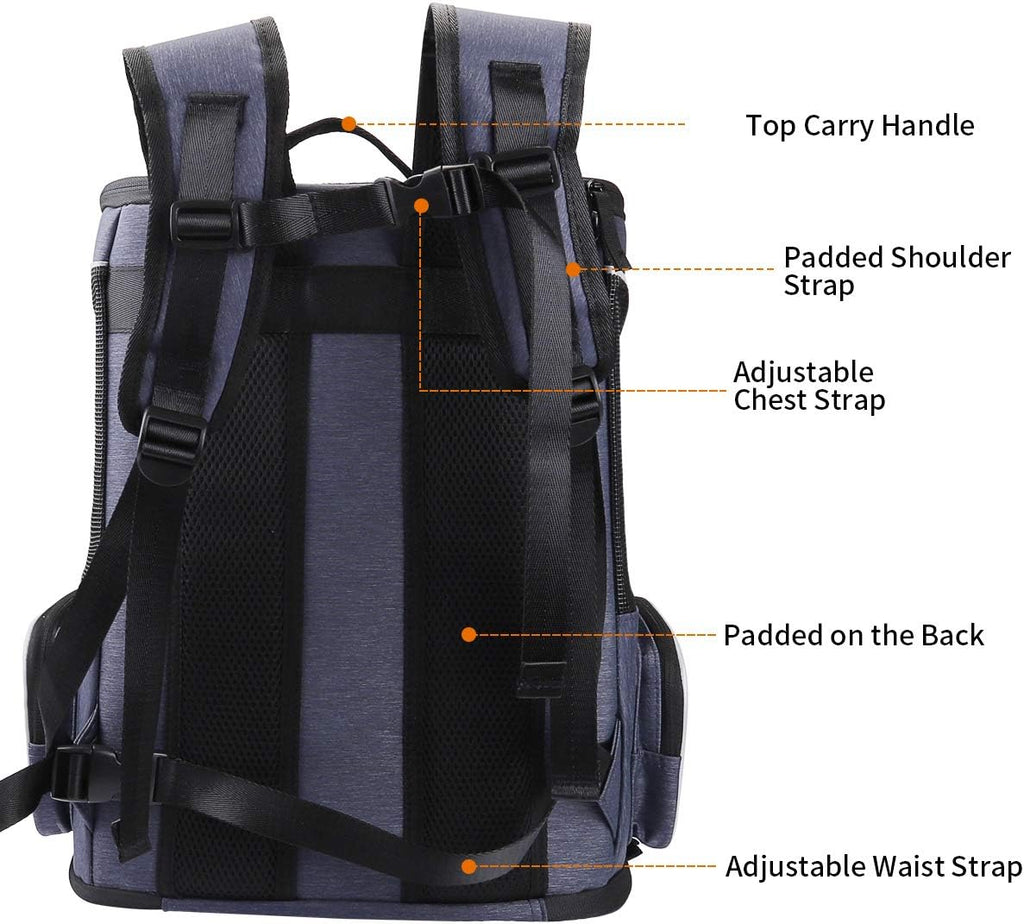 Morpilot Expandable Cat Carrier Backpack for Small Dogs & Cats Up to 25lbs, Breathable Mesh Pet Travel Backpack with Safety Leash, Foldable Airline Approved Carrier for Hiking Camping Outdoor, Blue