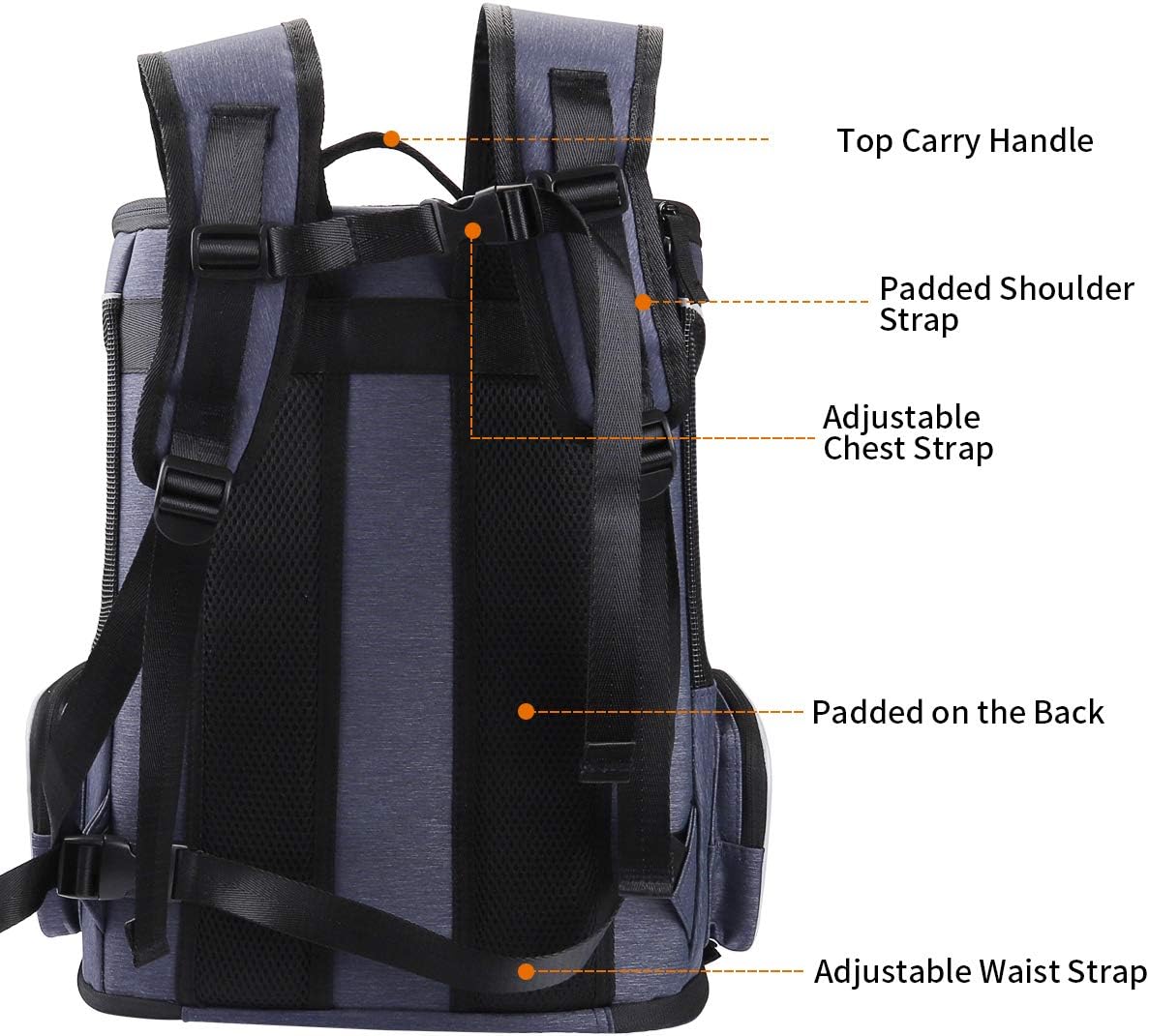 Morpilot Expandable Cat Carrier Backpack for Small Dogs & Cats Up to 25lbs, Breathable Mesh Pet Travel Backpack with Safety Leash, Foldable Airline Approved Carrier for Hiking Camping Outdoor, Blue