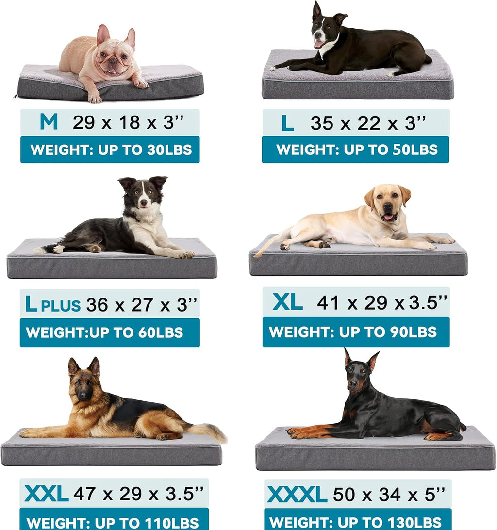 WATANIYA PET Extra Large Dog Beds, Memory Foam with Faux Fur, Orthopedic with Waterproof Liner, Anti-Slip Bottom, Machine Washable Cover, Suitable for Large Dogs up to 110lbs