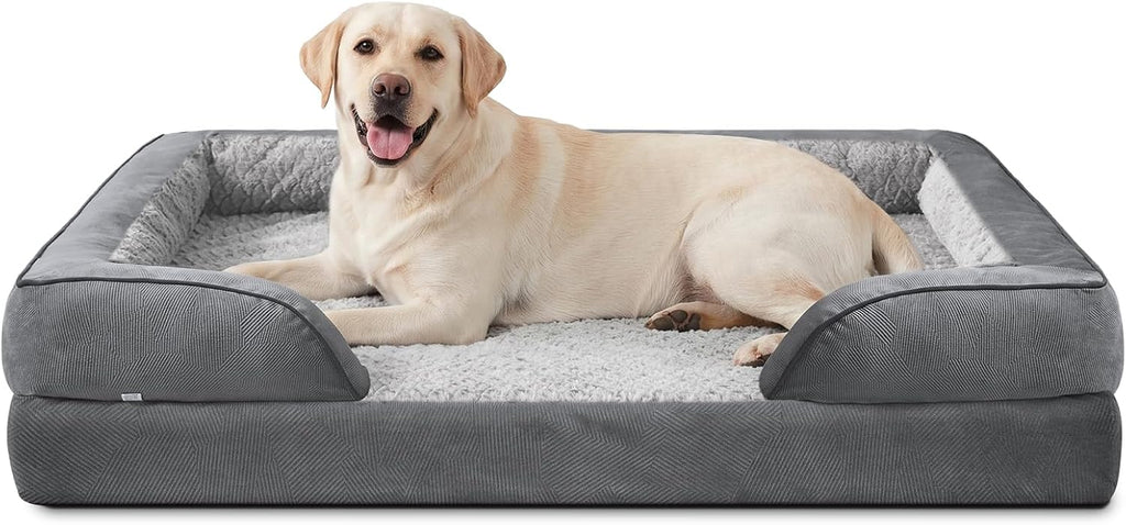INVENHO Jumbo Orthopedic Dog Bed for Extra Large Dogs, Waterproof, Egg-Crate Foam Dog Couch Bed with Washable Removable Cover, Waterproof Lining and Nonskid Bottom