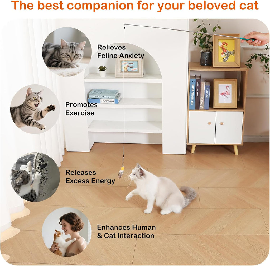 FlutterFlick Refill Pack – Phasianus, Gallus, Butterfly & Chloris Sinica Attachments for Interactive Cat Wand Toys