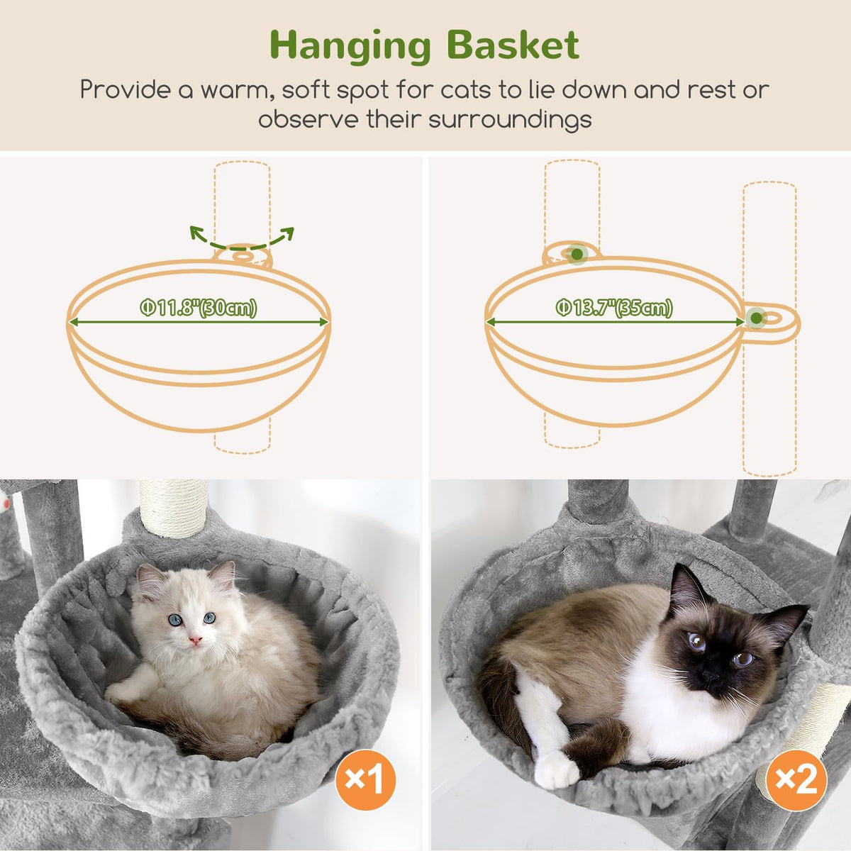 Globlazer Large Cat Tree, 80in Tall Climbing Tower, F80F, Light Grey