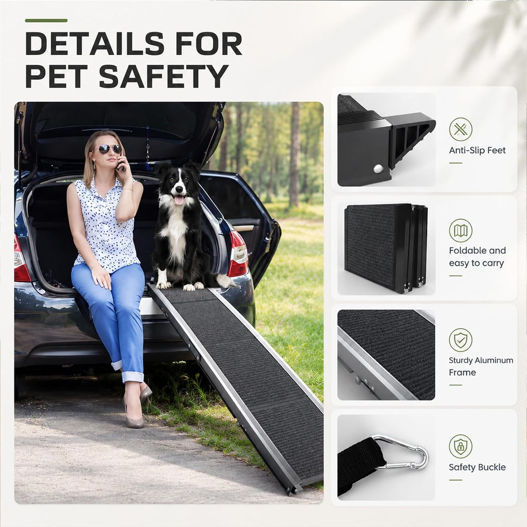 Dog Ramp for Cars SUV Truck 17.3"x71" Foldable Up to 250lbs