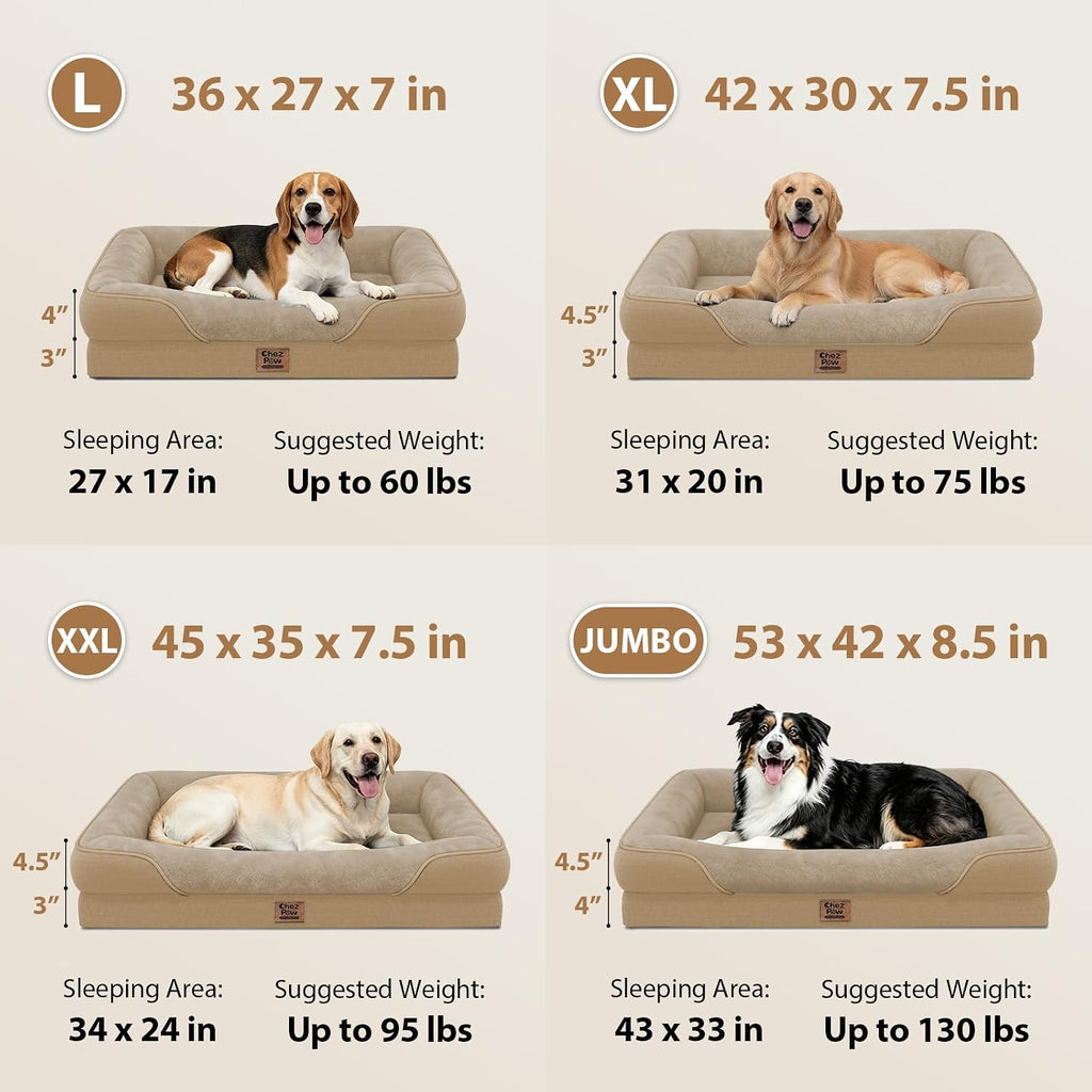 Chez Paw Orthopedic Waterproof Dog Bed for Medium and Large Dogs